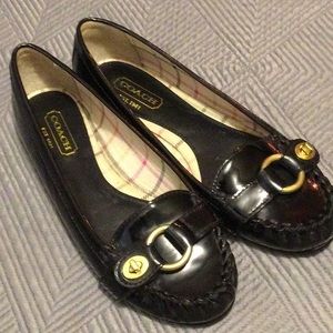 Coach Orchid size 6.5 black patent leather flat shoes for women